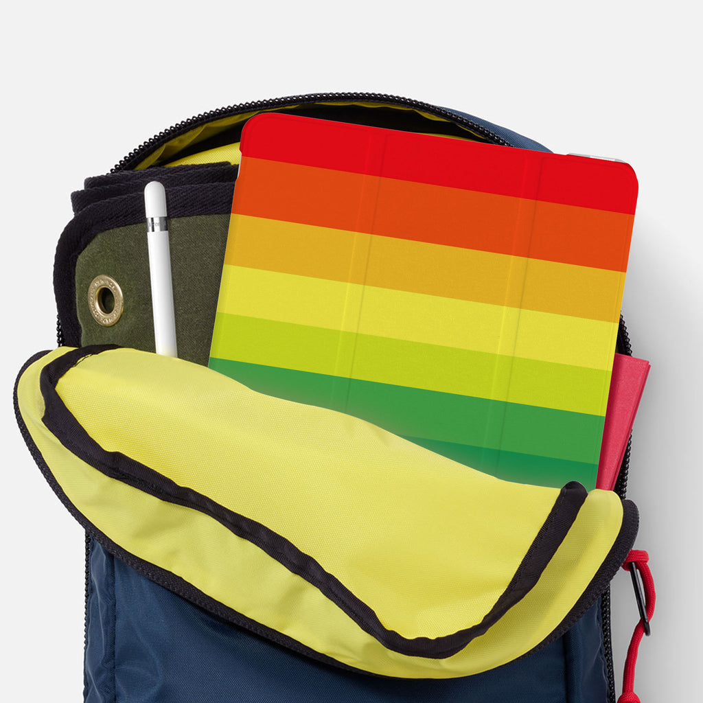 iPad SeeThru Casd with Rainbow Design has Secure closure