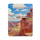 front view of personalized iPad case with pencil holder and US Famous Attractions design