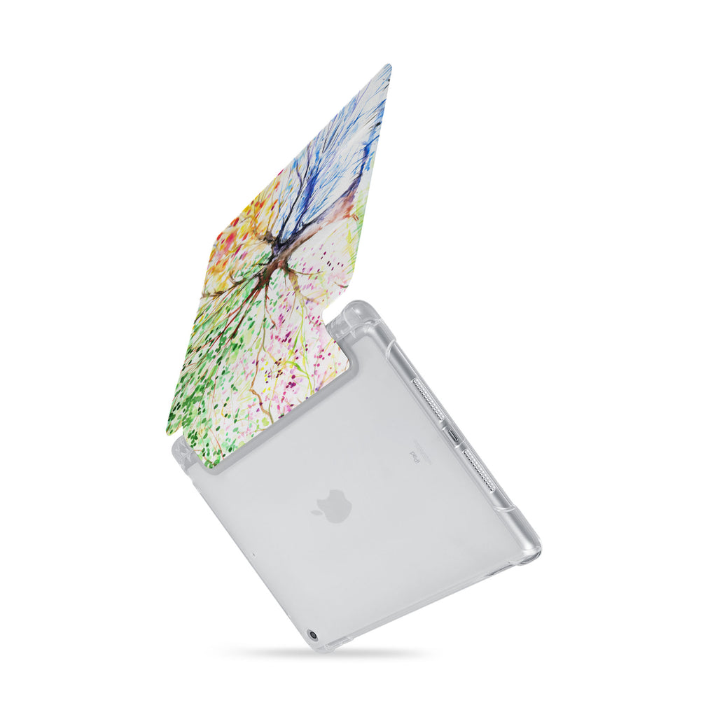 iPad SeeThru Casd with Watercolor Flower Design  Drop-tested by 3rd party labs to ensure 4-feet drop protection