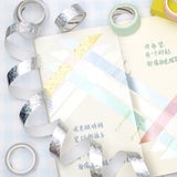 Washi Tape Metallic Silver Paper Foil - 5 PACKS SET