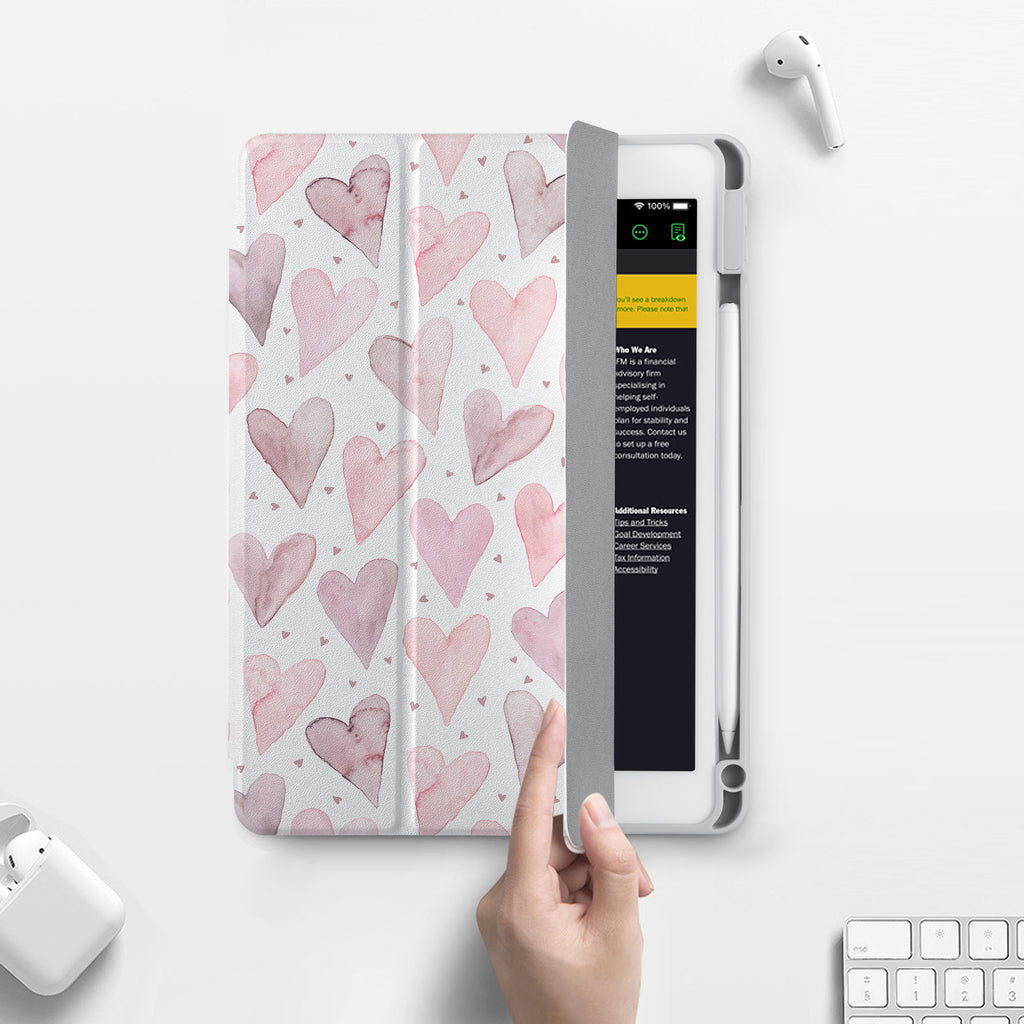 Vista Case iPad Premium Case with Love Design has built-in magnets are strategically placed to put your tablet to sleep when not in use and wake it up automatically when you need it for an extended battery life.