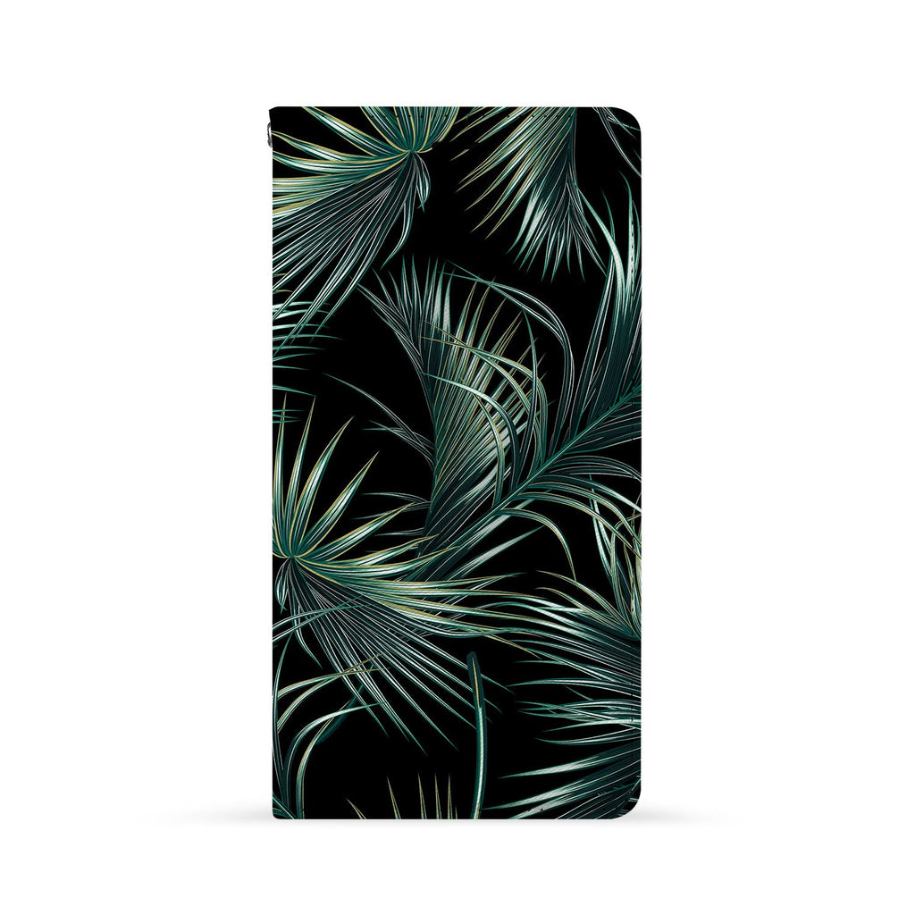Front Side of Personalized Huawei Wallet Case with Flower Black design
