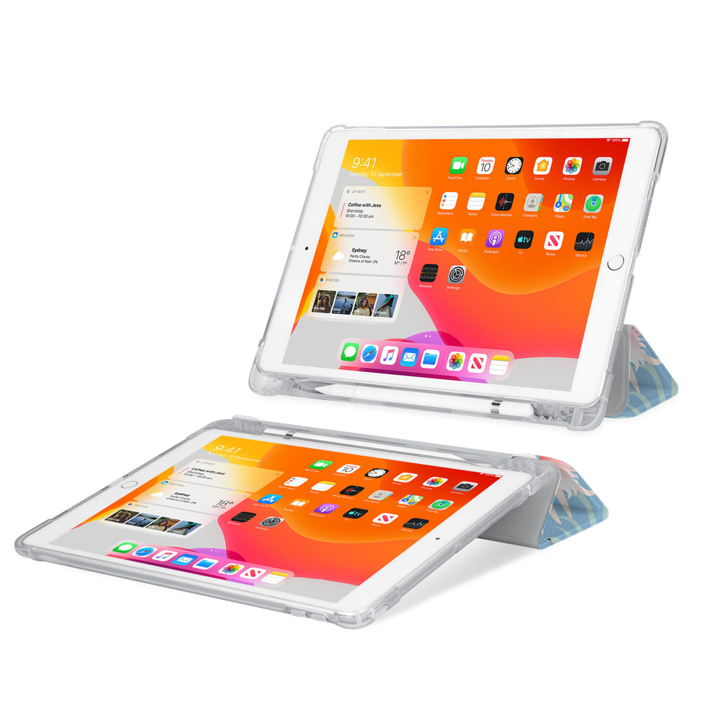 iPad SeeThru Casd with Bird Design Rugged, reinforced cover converts to multi-angle typing/viewing stand