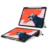 movie and keyboard stand view of personalized iPad case with pencil holder and Halloween design - swap