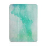 front and back view of personalized iPad case with pencil holder and Abstract Watercolor Splash design