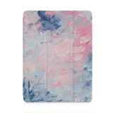 front and back view of personalized iPad case with pencil holder and Oil Painting Abstract design