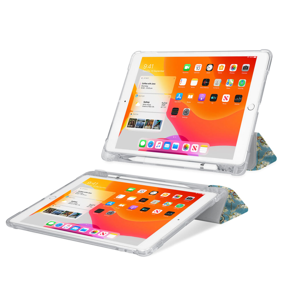 iPad SeeThru Casd with Oil Painting Design Rugged, reinforced cover converts to multi-angle typing/viewing stand