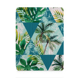 front and back view of personalized iPad case with pencil holder and Tropical Leaves design
