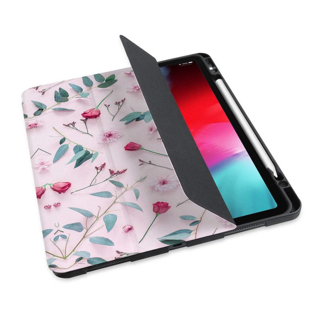 personalized iPad case with pencil holder and Flat Flower 2 design - swap