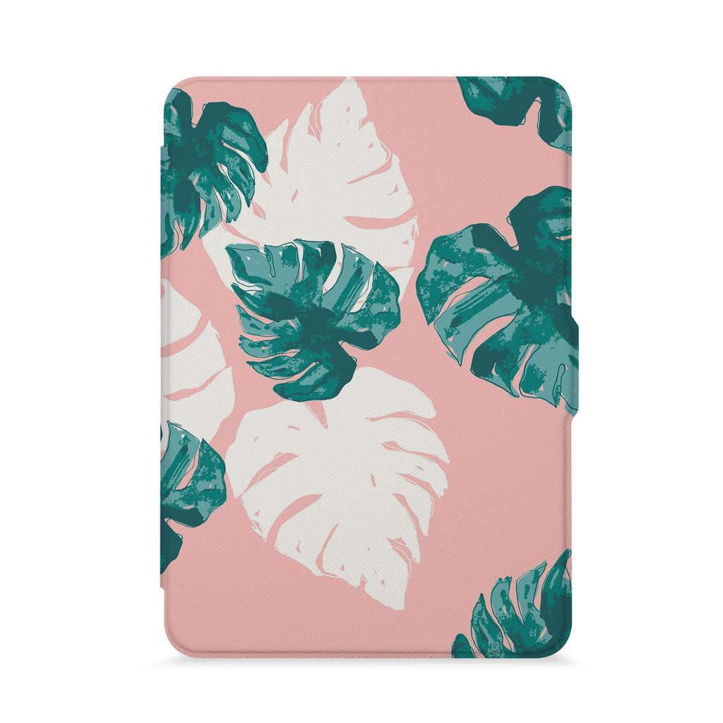front view of personalized kindle paperwhite case with Pink Flower 2 design - swap