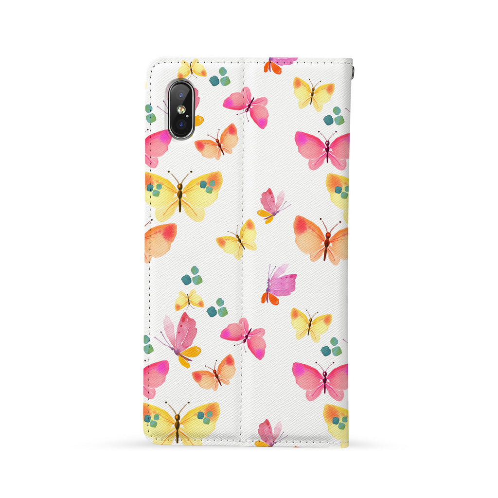 Back Side of Personalized iPhone Wallet Case with Butterfly design - swap