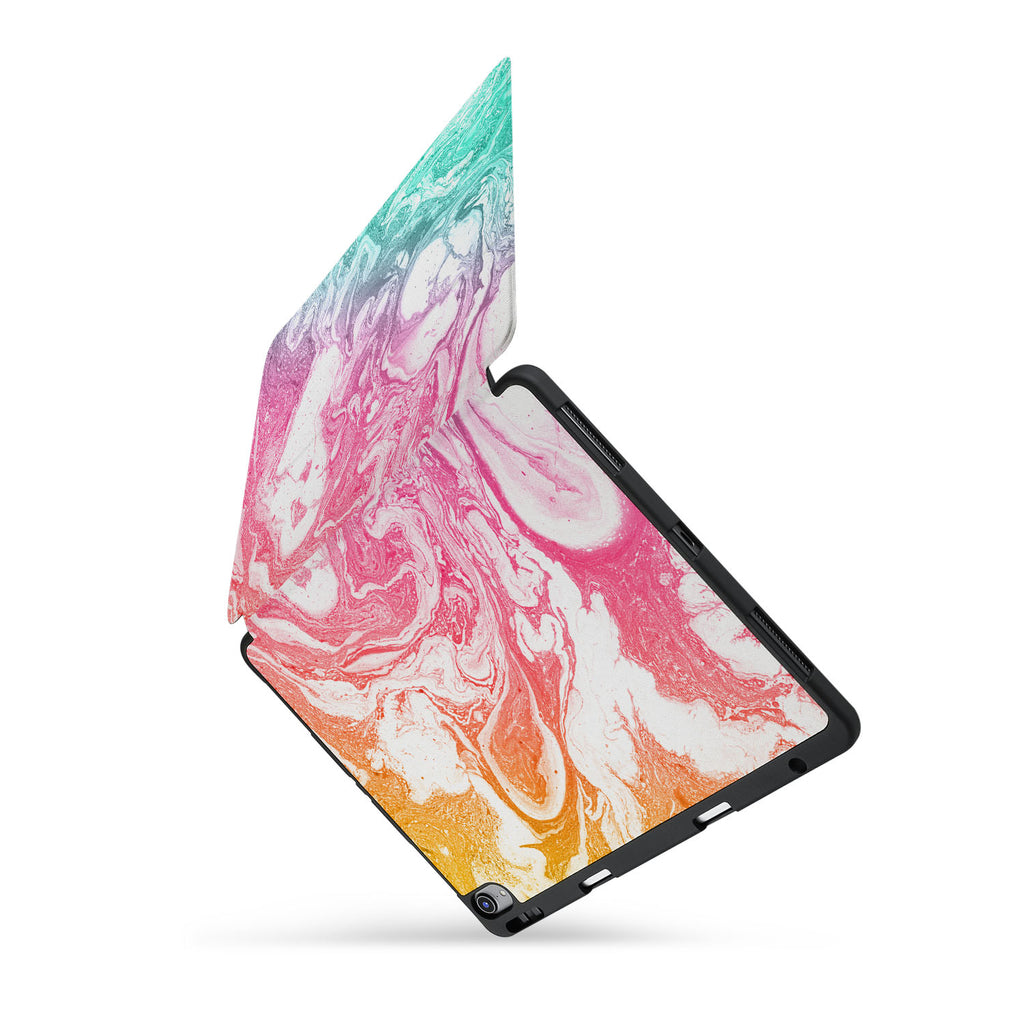 personalized iPad case with pencil holder and Abstract Oil Painting design