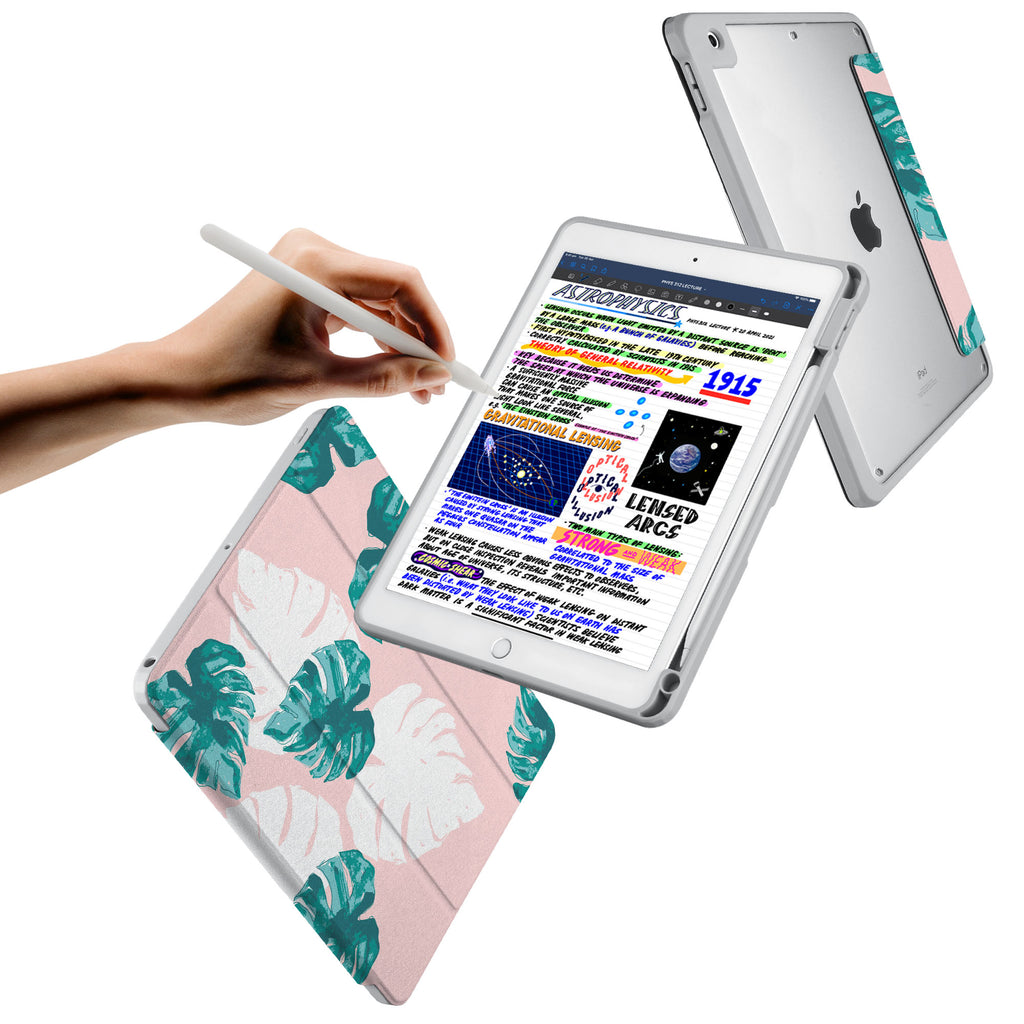 Vista Case iPad Premium Case with Pink Flower 2 Design has trifold folio style designed for best tablet protection with the Magnetic flap to keep the folio closed.