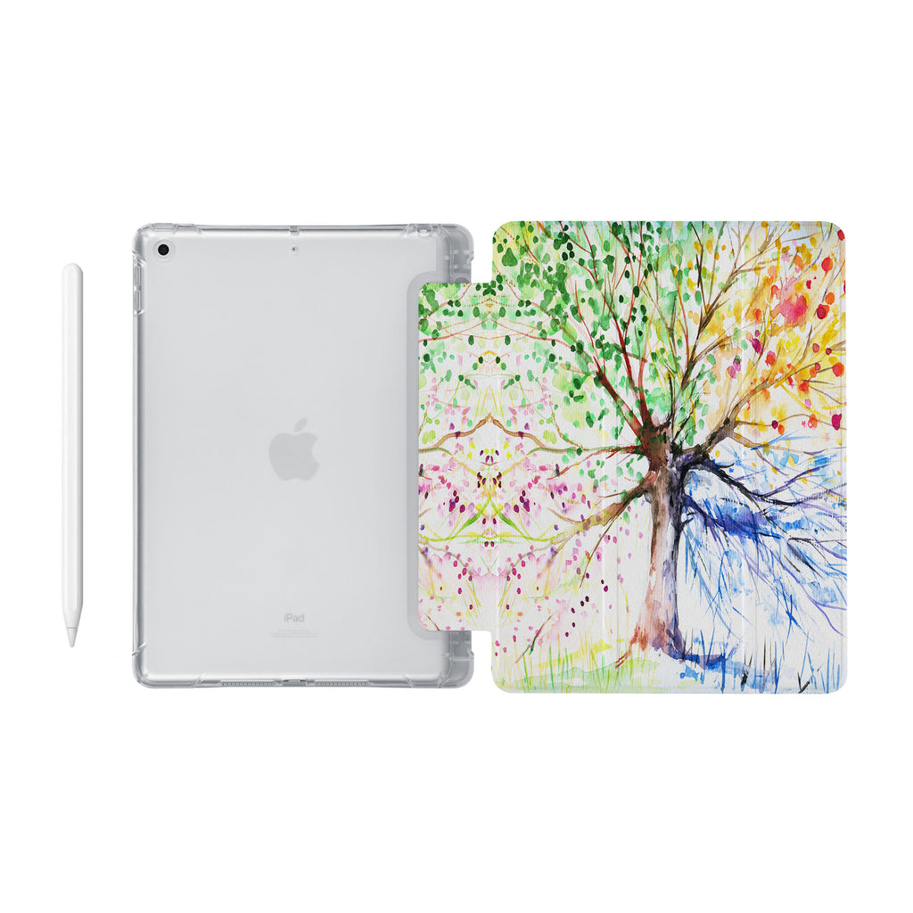 iPad SeeThru Casd with Watercolor Flower Design Fully compatible with the Apple Pencil