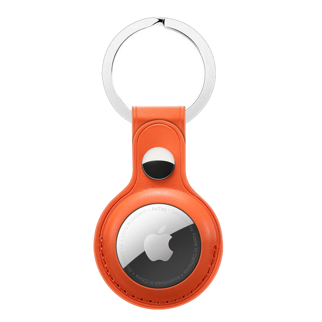 Leather Key Ring for AirTag - Orange