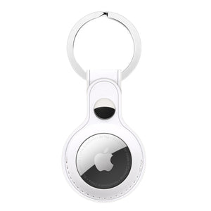 Leather Key Ring for AirTag - White