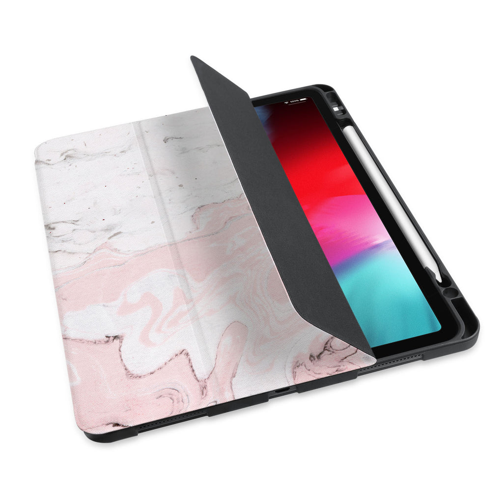 personalized iPad case with pencil holder and Pink Marble design - swap
