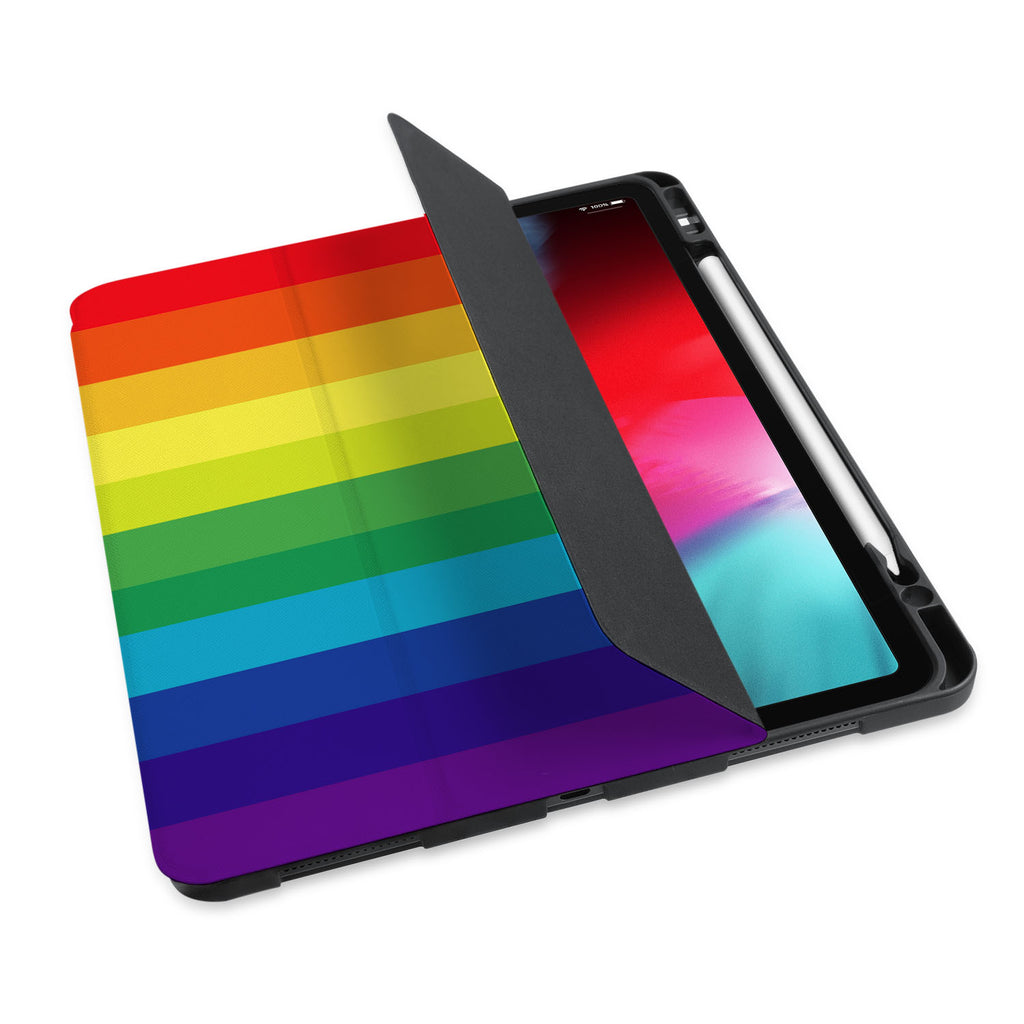 personalized iPad case with pencil holder and Rainbow design - swap