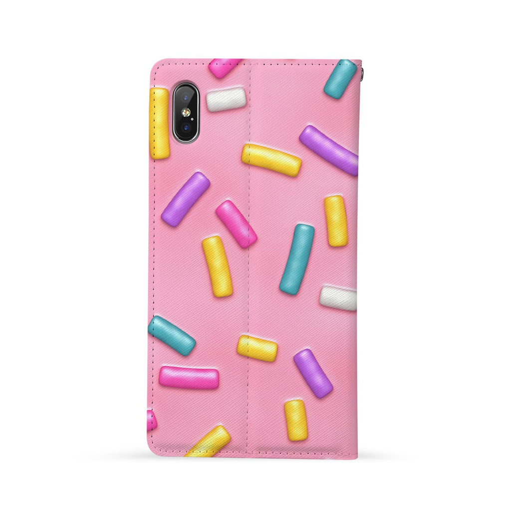 Back Side of Personalized Huawei Wallet Case with Candy design - swap
