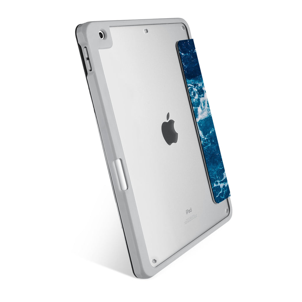 Vista Case iPad Premium Case with Ocean Design has HD Clear back case allowing asset tagging for the tablet in workplace environment.