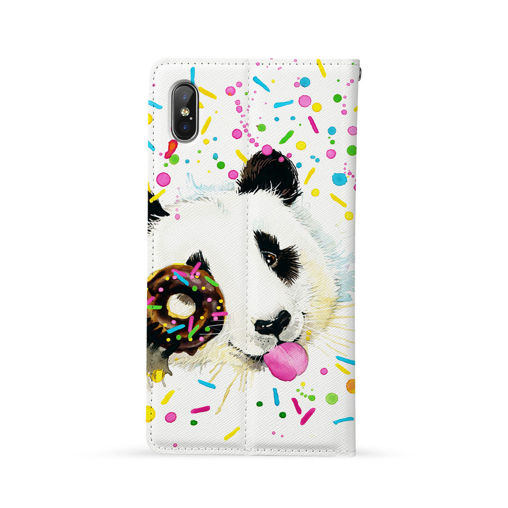 Back Side of Personalized iPhone Wallet Case with Panda design - swap