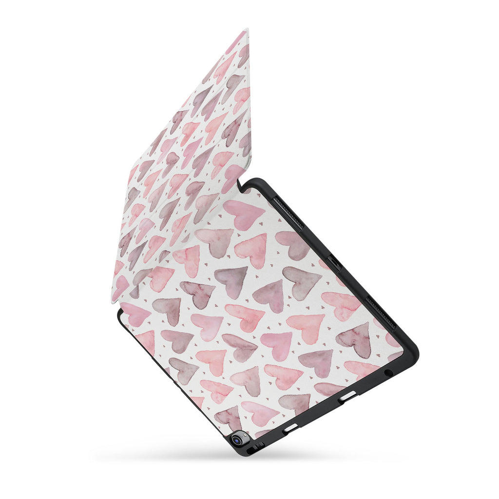 personalized iPad case with pencil holder and Love design