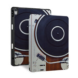 front back and stand view of personalized iPad case with pencil holder and Retro Vintage design - swap